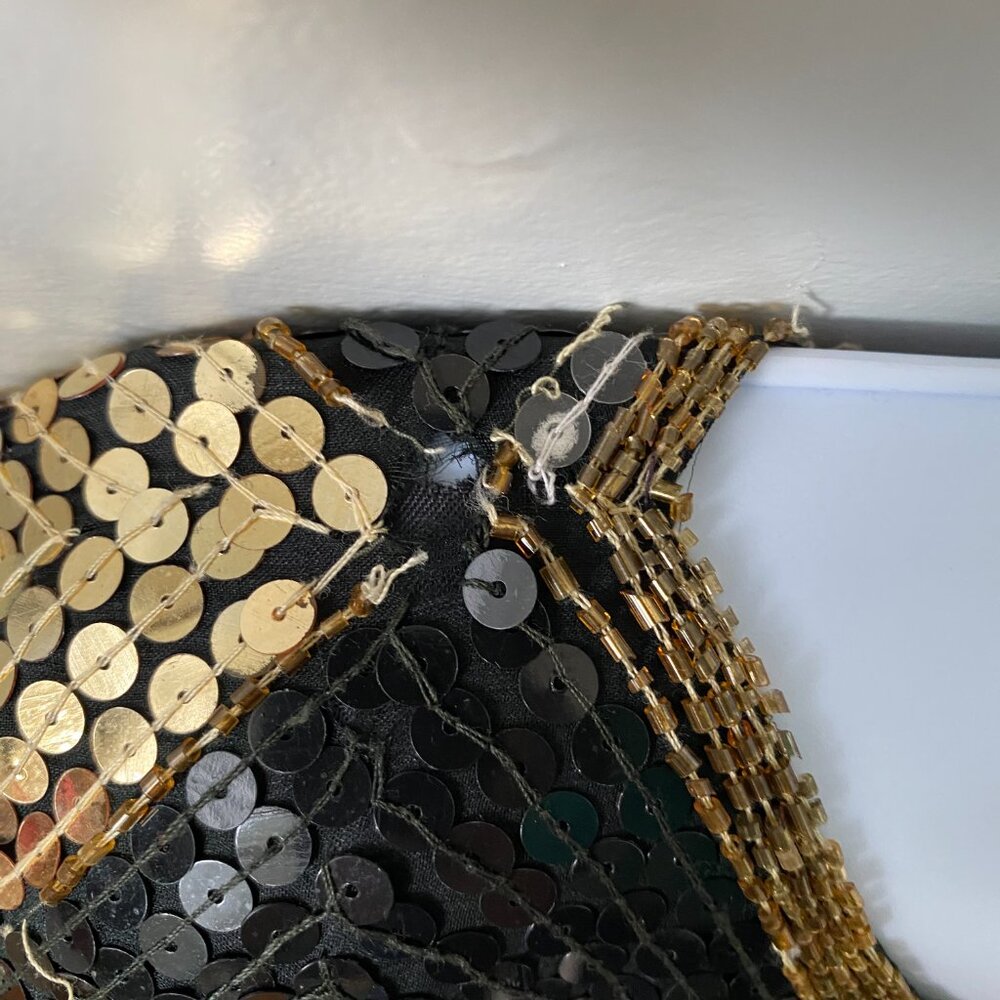 Vintage Scala Diamond Pattern Sequin Short Sleeve… - image 6